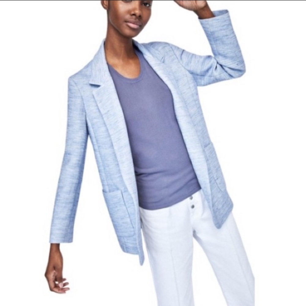 NWOT Zara texturized weave blazer light blue